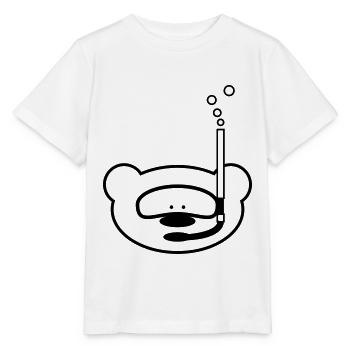 Funny teddy bear with diving mask and snorkel - Stanley/Stella MINI CREATOR Kids’ T-Shirt - white - Front - Maike (125cm)