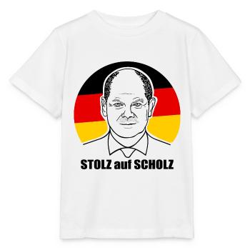 stolz auf Scholz, Bundeskanzler, Deutschland Shirt - Stanley/Stella Kinder T-Shirt MINI CREATOR  - Weiß - Vorne - Maike (125cm)
