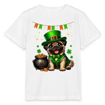 Pug St. Patrick's Day Ireland Irish Dog Cute - Stanley/Stella MINI CREATOR Kids’ T-Shirt - white - Front - Maike (125cm)