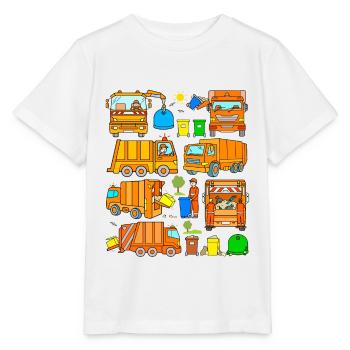Garbage truck design garbage trucks young garbage collection - Stanley/Stella MINI CREATOR Kids’ T-Shirt - white - Front - Maike (125cm)