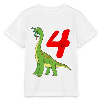Dinosaure 4ème anniversaire - T-shirt bio MINI CREATOR Stanley/Stella Enfant - blanc - Devant - Maike (125cm)
