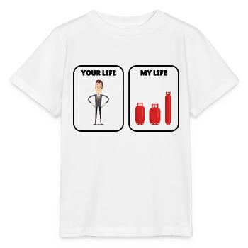 Funny saying about expensive gas prices and inflation - Stanley/Stella MINI CREATOR Kids’ T-Shirt - white - Front - Maike (125cm)