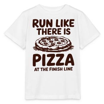 Lauf, Als Wäre Pizza Im Ziel Marathon Läufer - Stanley/Stella Kinder T-Shirt MINI CREATOR  - Weiß - Vorne - Maike (125cm)