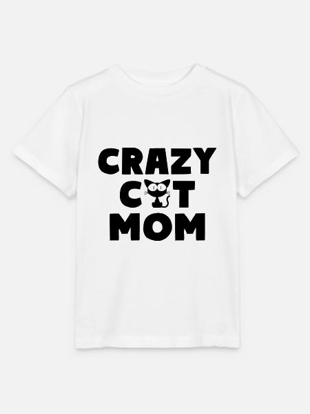 CRAZY CAT MOM kissan omistajat - Stanley/Stella MINI CREATOR lasten t-paita - valkoinen