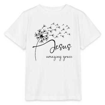Jesus, amazing grace has a chic dandelion graphic - Stanley/Stella MINI CREATOR Kids’ T-Shirt - white - Front - Maike (125cm)