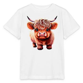 Highland Cattle Rind Illustration - Stanley/Stella MINI CREATOR Kids’ T-Shirt - white - Front - Maike (125cm)