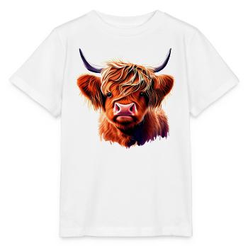 Highland Cattle Rind Illustration - Stanley/Stella MINI CREATOR Kids’ T-Shirt - white - Front - Maike (125cm)