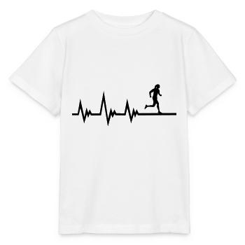 Laufen, Läuferin EKG Puls, Herzschlag - Stanley/Stella Kinder T-Shirt MINI CREATOR  - Weiß - Vorne - Maike (125cm)