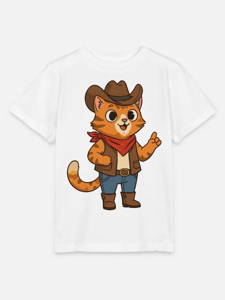 Wild West Katze Cowboy Design - Stanley/Stella Kinder T-Shirt MINI CREATOR - Weiß