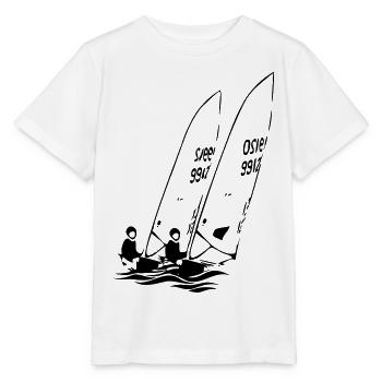 ILCA Dériveurs laser à voile dans la régate - T-shirt bio MINI CREATOR Stanley/Stella Enfant - blanc - Devant - Maike (125cm)