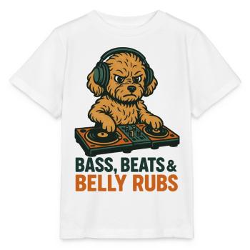 DJ Maltipoo: Bass, Beats & Belly Rubs Retro Design - Stanley/Stella MINI CREATOR Kids’ T-Shirt - white - Front - Maike (125cm)