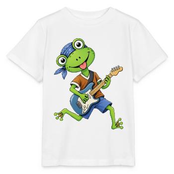 Frosch mit Gitarre  Musikfrosch - Stanley/Stella Kinder T-Shirt MINI CREATOR  - Weiß - Vorne - Maike (125cm)