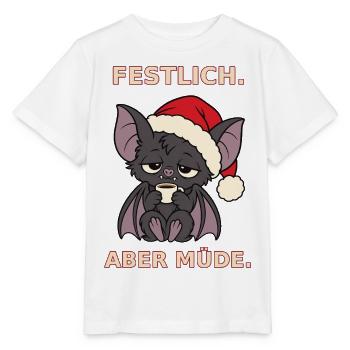 Weihnachtsfledermaus mit Espresso – Festlich aber  - Stanley/Stella Kinder T-Shirt MINI CREATOR  - Weiß - Vorne - Maike (125cm)