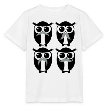 moustache owl - Stanley/Stella MINI CREATOR Kids’ T-Shirt - white - Front - Maike (125cm)
