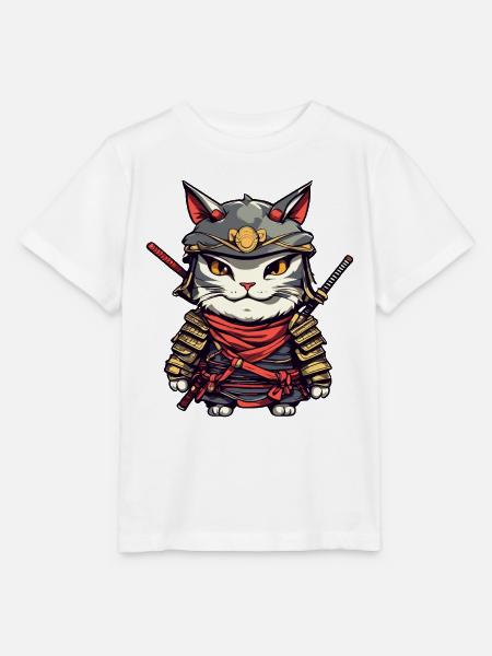 Samurai-Katze #10 - Stanley/Stella Kinder T-Shirt MINI CREATOR  - Weiß