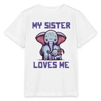 Ma sœur m’aime - Dictons de bébé - Meine Schweste - T-shirt bio MINI CREATOR Stanley/Stella Enfant - blanc - Devant - Maike (125cm)