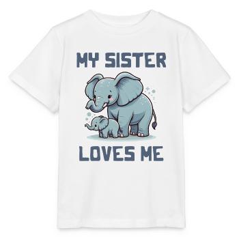 Ma sœur m’aime - Dictons de bébé - Meine Schweste - T-shirt bio MINI CREATOR Stanley/Stella Enfant - blanc - Devant - Maike (125cm)