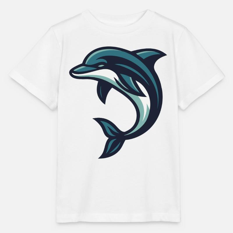 Dolphin jumping wave - Stanley/Stella MINI CREATOR Kids’ T-Shirt - white