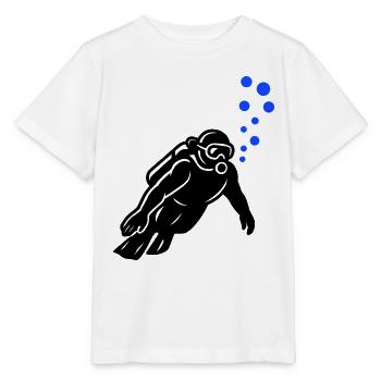 Taucher Silhouette - Stanley/Stella Kinder T-Shirt MINI CREATOR  - Weiß - Vorne - Maike (125cm)