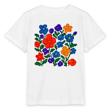 Pixelblumen – Retro Floral Esthetik - Stanley/Stella Kinder T-Shirt MINI CREATOR  - Weiß - Vorne - Maike (125cm)