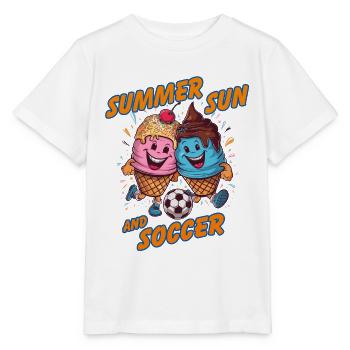 Soleil d’été Soccer Rire Coups de pied Cornets de crème glacée - T-shirt bio MINI CREATOR Stanley/Stella Enfant - blanc - Devant - Maike (125cm)