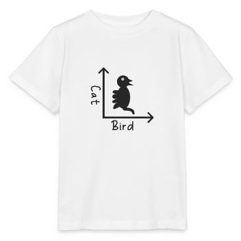 Oiseau chat, illusion d’optique - T-shirt bio MINI CREATOR Stanley/Stella Enfant - blanc - Devant - Maike (125cm)