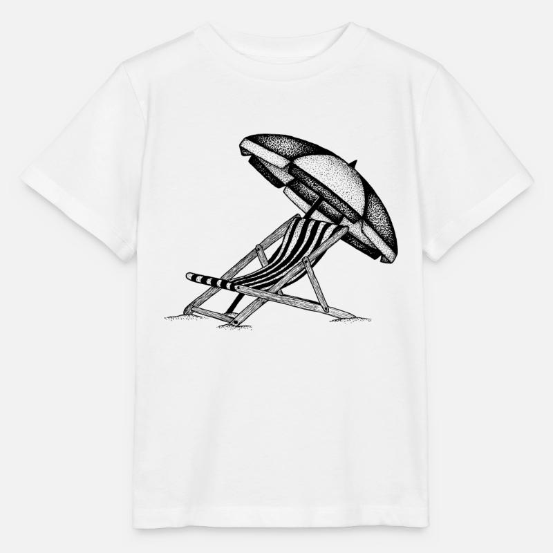 Chaise longue et parasol - T-shirt bio MINI CREATOR Stanley/Stella Enfant - blanc