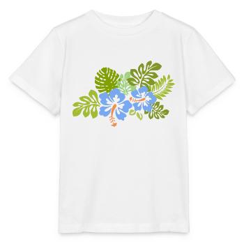 Hibiscus hibiscus fleur Hawaii fleur tropical bleu - T-shirt bio MINI CREATOR Stanley/Stella Enfant - blanc - Devant - Maike (125cm)