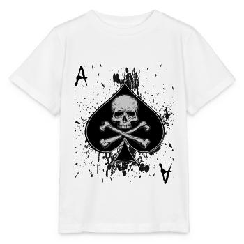 Totenkopf Skull Pik Ass Spielkarte Poker Geschenk - Stanley/Stella Kinder T-Shirt MINI CREATOR  - Weiß - Vorne - Maike (125cm)