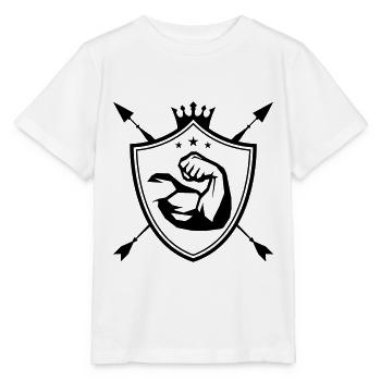 muscles arm coat of arms - Stanley/Stella MINI CREATOR Kids’ T-Shirt - white - Front - Maike (125cm)
