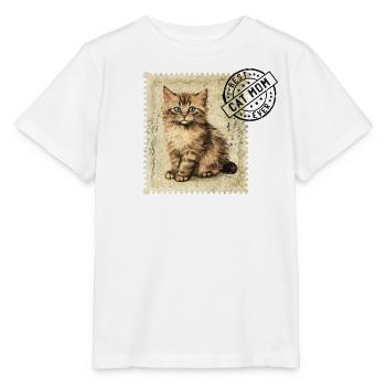 Kat Mor Kat Kat Frimærke Kat Mødre - Stanley/Stella T-shirt MINI CREATOR til børn - hvid - Foran - Maike (125cm)