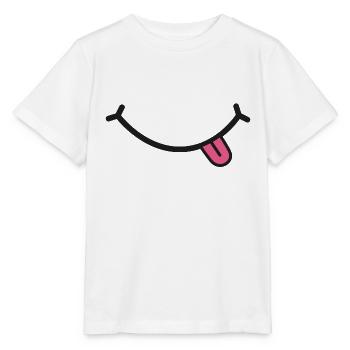 Tong uit - Glimlach - Stanley/Stella Kinder-T-shirt MINI CREATOR  - wit - Voor - Maike (125cm)