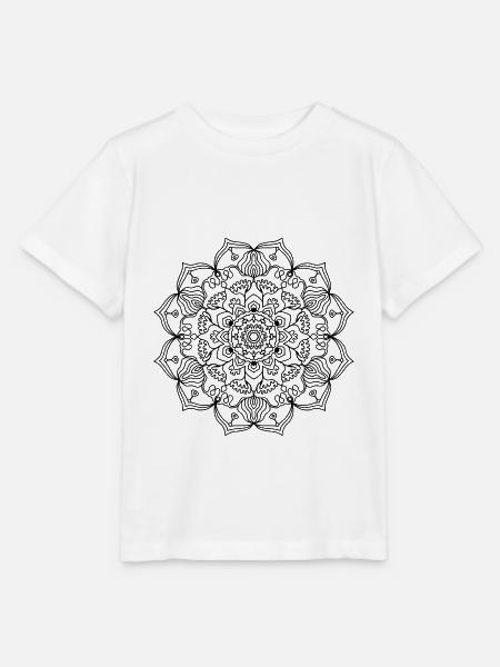 Mandala - selbst ausmalen - farbig gestalten - Stanley/Stella Kinder T-Shirt MINI CREATOR  - Weiß