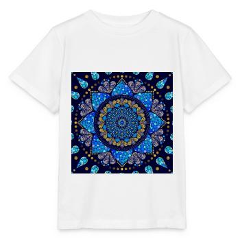 Mandala bleu turquoise or - T-shirt bio MINI CREATOR Stanley/Stella Enfant - blanc - Devant - Maike (125cm)