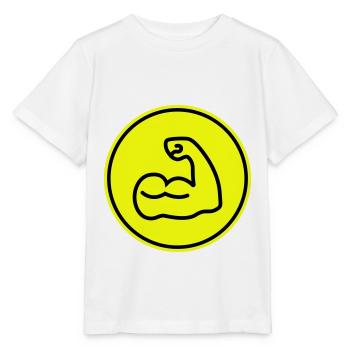 Icône d’haltère musculaire - T-shirt bio MINI CREATOR Stanley/Stella Enfant - blanc - Devant - Maike (125cm)