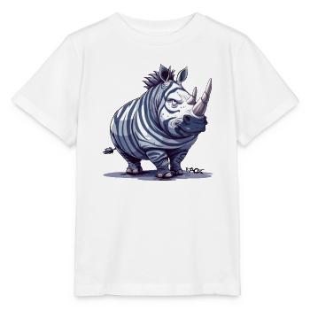 funny rhinoceros disguised as a fat zebra - Stanley/Stella MINI CREATOR Kids’ T-Shirt - white - Front - Maike (125cm)