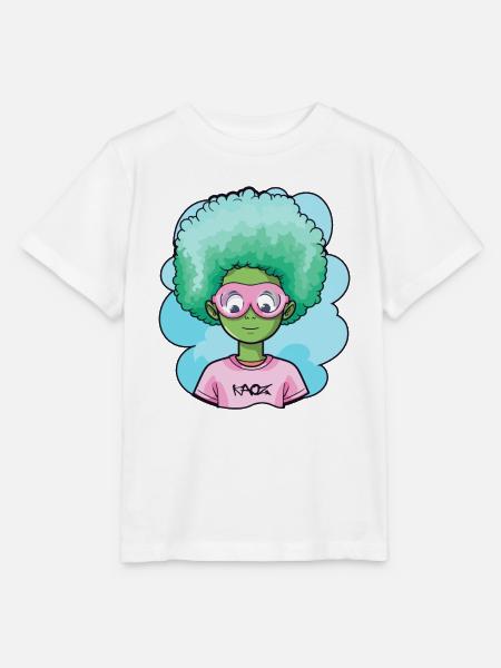 Blauer Afro Kind - Stanley/Stella Kinder T-Shirt MINI CREATOR  - Weiß