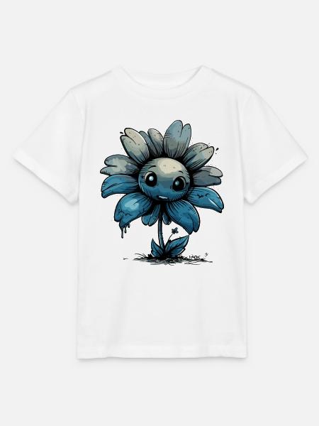 Eine dunkelblaue Comic Blume - Stanley/Stella Kinder T-Shirt MINI CREATOR - Weiß