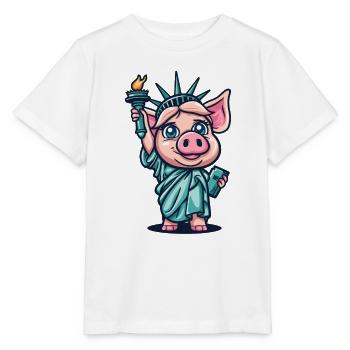 Lady Pig of Funny: Liberty Pig Statue - Stanley/Stella MINI CREATOR Kids’ T-Shirt - white - Front - Maike (125cm)