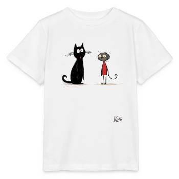 A wild cat and a civilized cat - Stanley/Stella MINI CREATOR Kids’ T-Shirt - white - Front - Maike (125cm)
