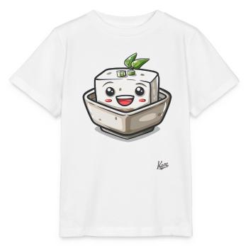 Kawaii Happy Tofu - T-shirt bio MINI CREATOR Stanley/Stella Enfant - blanc - Devant - Maike (125cm)