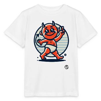 Style de dessin animé rétro vintage : Petit diable mignon - T-shirt bio MINI CREATOR Stanley/Stella Enfant - blanc - Devant - Maike (125cm)