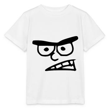 Emoji böse Skizze schwarz - Stanley/Stella Kinder T-Shirt MINI CREATOR  - Weiß - Vorne - Maike (125cm)