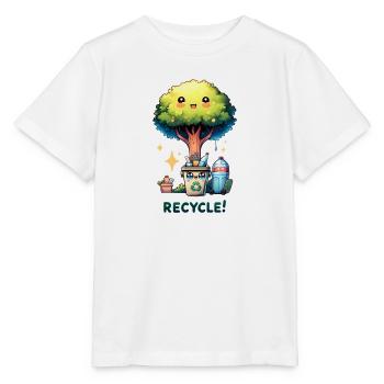 Chibi Niedlicher Baum mit Papierkorb Earth Day recyceln - Stanley/Stella Kinder T-Shirt MINI CREATOR  - Weiß - Vorne - Maike (125cm)