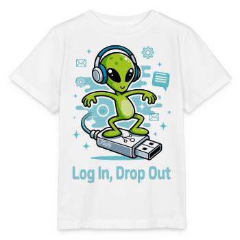 👽 Alien auf dem USB-Surf - Stanley/Stella Kinder T-Shirt MINI CREATOR  - Weiß - Vorne - Maike (125cm)