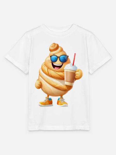 Croissant mit Kaffee - Stanley/Stella Kinder T-Shirt MINI CREATOR - Weiß
