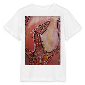 Dragon rouge peint à la main - T-shirt bio MINI CREATOR Stanley/Stella Enfant - blanc - Devant - Maike (125cm)