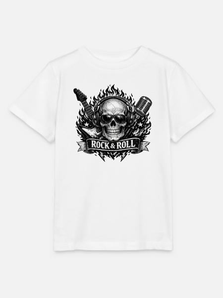 Schädelrock mit Mikro und Gitarre - Stanley/Stella Kinder T-Shirt MINI CREATOR  - Weiß