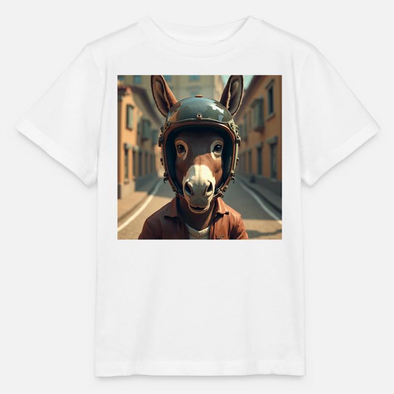 Biker-Esel - Stanley/Stella Kinder T-Shirt MINI CREATOR  - Weiß