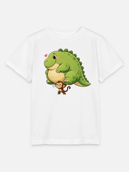 Affe trägt Dinosaurier - Stanley/Stella Kinder T-Shirt MINI CREATOR - Weiß